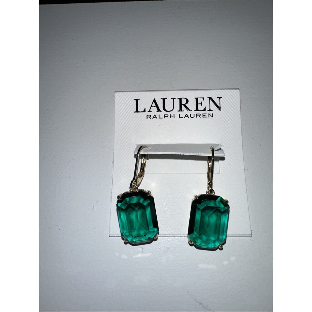 Lauren Ralph Lauren Women’s Gold Tone Green Crystal Drop Earrings
